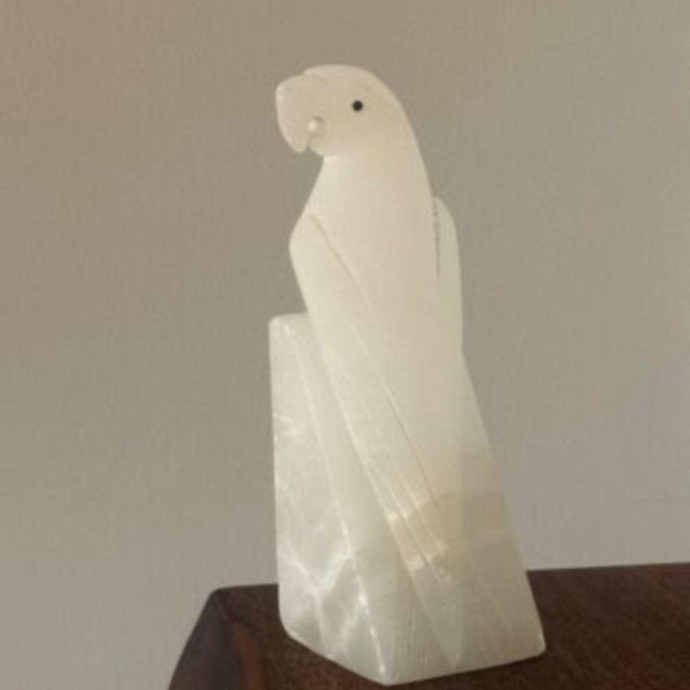 Marble parrot Bookend